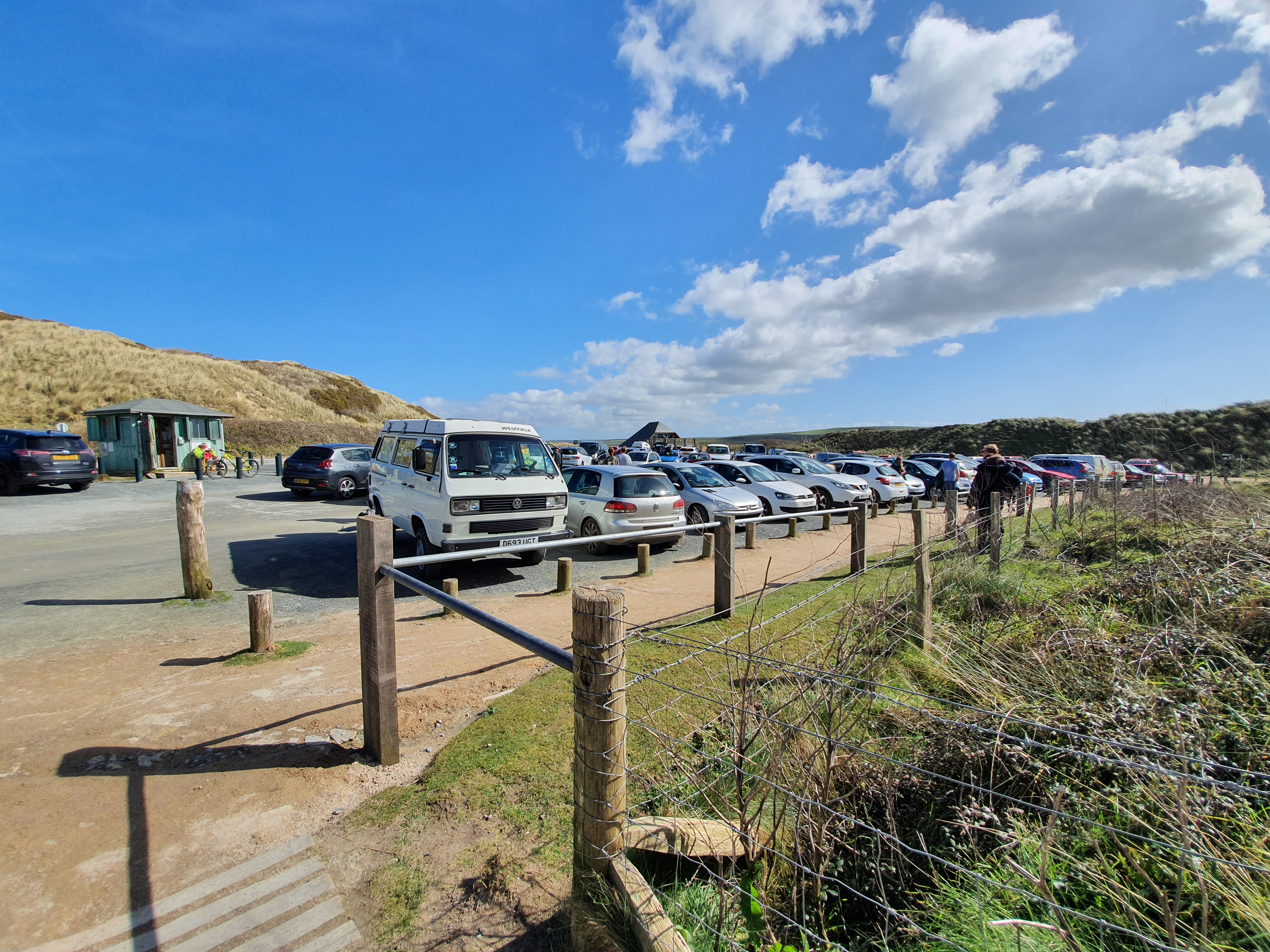 A full carpark at Godrevy, March 2020